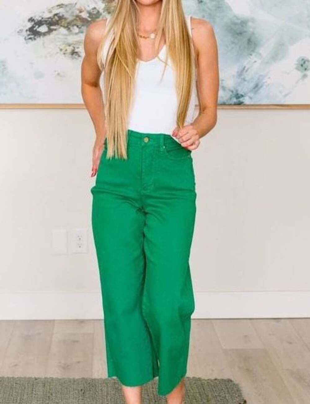 New Judy Blue Lisa High Rise Crop Jeans Kelly Green Size 25